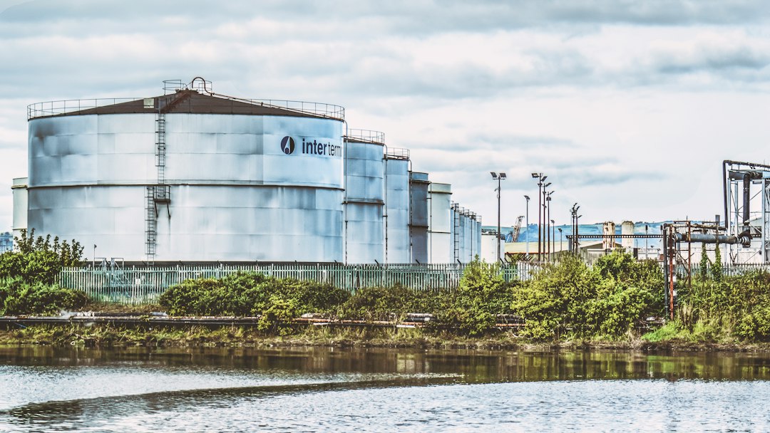 Industrial storage tanks at a petrochemical facility